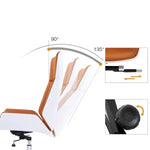 Load image into Gallery viewer, Luxury high back executive office chair in white and tan leather with adjustable lumbar support for modern office use