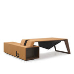 Load image into Gallery viewer, Luxury Leather Executive Office Table With Unique Forster Yellow Finish-GCC Home Center