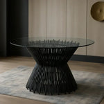 Load image into Gallery viewer, Luxury Metallic Finish Tempered Glass Top Prism Dining Table