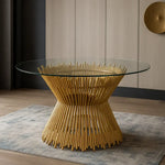 Load image into Gallery viewer, Luxury Metallic Finish Tempered Glass Top Prism Dining Table