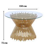 Load image into Gallery viewer, Luxury Metallic Finish Tempered Glass Top Prism Dining Table