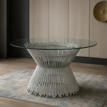 Load image into Gallery viewer, Luxury Metallic Finish Tempered Glass Top Prism Dining Table