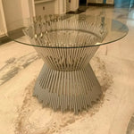 Load image into Gallery viewer, Luxury Metallic Finish Tempered Glass Top Prism Dining Table