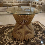 Load image into Gallery viewer, Luxury Metallic Finish Tempered Glass Top Prism Dining Table