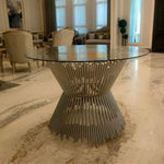 Load image into Gallery viewer, Luxury Metallic Finish Tempered Glass Top Prism Dining Table