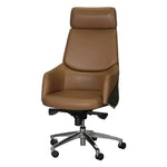 Load image into Gallery viewer, Luxury PU Leather High Back Office Chair With Height Adjustable, Lumbar Support And Arm Rest - Brown-GCC Home Center