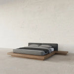 Load image into Gallery viewer, Luxury Solid Wood Japanese Platform Bed With Built-In Nightstands