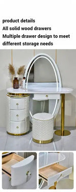Load image into Gallery viewer, Luxury Vanity Table with Oval Full Length Mirror and Chair-GCC Home Center