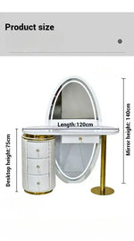 Load image into Gallery viewer, Luxury Vanity Table with Oval Full Length Mirror and Chair-GCC Home Center