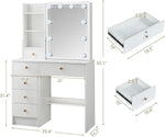 Load image into Gallery viewer, Makeup Vanity Desk with Lighted Mirror, Vanity Table Set with 6 Storage Shelf and 5 Drawers-GCC Home Center