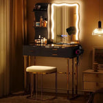 Load image into Gallery viewer, Makeup Vanity Table with Mirror and Lights- Vanity Desk with Glass Top Design & Charging Station-GCC Home Center