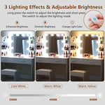 Load image into Gallery viewer, Makeup Vanity with Mirror and 10 LED Lights, Vanity Makeup Table Set with 2 Drawers and Open Shelves-GCC Home Center