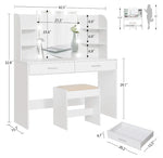 Load image into Gallery viewer, Makeup Vanity with Mirror and 10 LED Lights, Vanity Makeup Table Set with 2 Drawers and Open Shelves-GCC Home Center