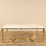 Load image into Gallery viewer, Marble Coffee Table with Chrome Gold Stainless Steel Base β Modern Faux Marble Top