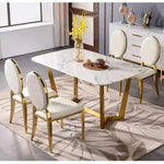 Load image into Gallery viewer, Marble finish dining table with cross gold legs-GCC Home Center