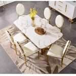 Load image into Gallery viewer, Marble finish dining table with cross gold legs-GCC Home Center