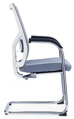 Load image into Gallery viewer, Medium Back Ergonomic Office Bow Chair – White Frame with Black Mesh and Fabric
