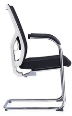 Load image into Gallery viewer, Medium Back Ergonomic Office Bow Chair – White Frame with Black Mesh and Fabric