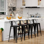 Load image into Gallery viewer, Metal Barstools Set of 4 Industrial Bar Stools with X-brace Support, Matte Black, 30 inch-GCC Home Center