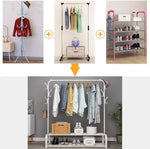 Load image into Gallery viewer, Metal Clothes Rack β Heavy Duty Hanger with Storage Shelf & Side Hooks (White)