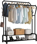 Load image into Gallery viewer, Metal Clothes Rack β Heavy Duty Hanger with Storage Shelf & Side Hooks (White)