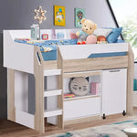Load image into Gallery viewer, Mid Sleeper Single Bed with Study Desk and Storage - 90x190 cm-GCC Home Center