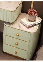 Load image into Gallery viewer, Mint Green Vanity Table Set with LED Mirror and Chair – Elegant Solid Wood Dressing Table-GCC Home Center