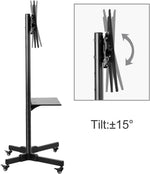 Load image into Gallery viewer, COOLBABY Mobile Rolling TV Cart with Lockable Wheels for 32-65inch LED Screen AV Carts & Stands, Tall TV Stand with Mount Height Adjustable Floor TV Stand Holds Up to 50KG Max VESA 600x400mm (Black)