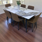 Load image into Gallery viewer, Modern 6 Seater Dining Table Set With Marble Top (Brown)