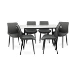 Load image into Gallery viewer, Modern 6-Seater Marble Dining Table with Stainless Steel Frame - Elegant Dining Room Furniture, 1+6 Set-GCC Home Center