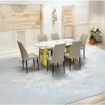 Load image into Gallery viewer, Modern 7-Piece Dining Set with Dark Marble Table & Beige Faux Leather Chairs - Elegant Gold Metal Base-GCC Home Center