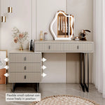 Load image into Gallery viewer, Modern Beige Vanity Desk with Wavy LED Mirror, Drawers, and Storage - Perfect for Makeup, Study, and Consoles-GCC Home Center