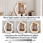 Load image into Gallery viewer, Modern Beige Vanity Desk with Wavy LED Mirror, Drawers, and Storage - Perfect for Makeup, Study, and Consoles-GCC Home Center