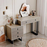 Load image into Gallery viewer, Modern Beige Vanity Desk with Wavy LED Mirror, Drawers, and Storage - Perfect for Makeup, Study, and Consoles-GCC Home Center