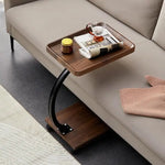 Load image into Gallery viewer, Modern C-Shaped End Table with Wheels – Walnut