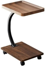 Load image into Gallery viewer, Modern C-Shaped End Table with Wheels – Walnut
