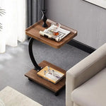 Load image into Gallery viewer, Modern C-Shaped End Table with Wheels – Walnut