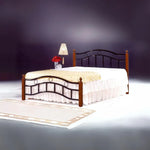 Load image into Gallery viewer, Modern Cherry Brown Wooden Bed Frame with Sturdy Metal Construction - Full-Length Guardrails & Back Support, DIY Assembly-GCC Home Center