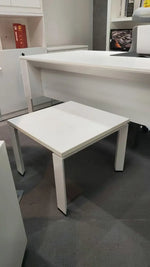 Load image into Gallery viewer, Modern white square coffee table with sleek minimalist design and thin legs measuring 50x50x50 centimeters