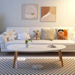 Load image into Gallery viewer, Modern Coffee Table – Large Oval Mango Shape for Living Room, Small Spaces, Bedroom & Balcony With Wood Frame – Beige