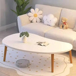 Load image into Gallery viewer, Modern Coffee Table – Large Oval Mango Shape for Living Room, Small Spaces, Bedroom & Balcony With Wood Frame – Beige