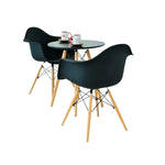 Load image into Gallery viewer, Modern Eames Dining Set - 3-Piece Black Round Table with 2 Retro Upholstered Chairs - Perfect for Kitchen & Small Spaces-GCC Home Center