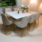 Load image into Gallery viewer, Modern Elegant Dining Table Set - Solid Wood Base with Premium Marble Top ( White )