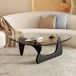 Load image into Gallery viewer, Modern Glass Coffee Table (Black Glass Top & Wood Base)