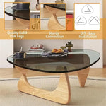 Load image into Gallery viewer, Modern Glass Coffee Table (Black Glass Top & Wood Base)