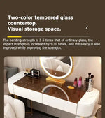 Load image into Gallery viewer, Modern Glass Dressing Table Designed specifically for you, Round Smart Mirror Strong LED Lighting in three Color Modes, and a Comfort Chair - Grey-GCC Home Center