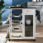 Load image into Gallery viewer, Modern Iron Kitchen Storage Trolley with Drawer, Adjustable Shelf & 2-Door Cabinet- Functional Kitchen Stand with Smart Storage