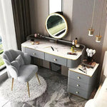 Load image into Gallery viewer, Modern LED Lighted Makeup Vanity Table Set with Chair and Storage Drawers-GCC Home Center