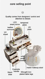 Load image into Gallery viewer, Modern LED Lighted Makeup Vanity Table Set with Chair and Storage Drawers-GCC Home Center