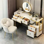 Load image into Gallery viewer, Modern Makeup Vanity Table Set with Adjustable LED Mirror & Chair-GCC Home Center